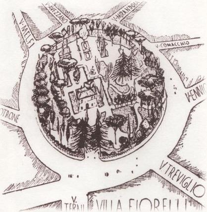 Planimetria di Villa Fiorelli disegnata da Raffaele De Vico