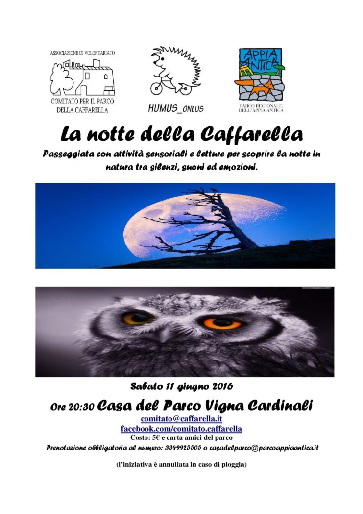 Volantino escursione notturna Caffarella